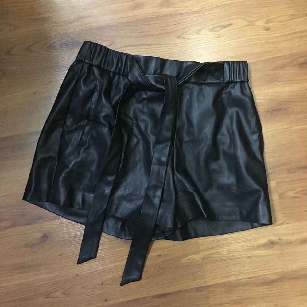 Faux Leather High-Rise Shorts--NEVER WORN